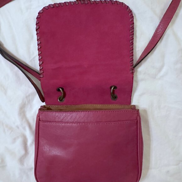 PATRICIA NASH - Karisa Raspberry Dark Pink Leather Flap Crossbody Purse - Picture 6 of 12